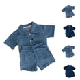 thumbnail image 4 of Stylish Denim Baby Boys Sets Short Sleeve Button Down Shirts Elastic Waist Shorts Two Piece Outfits For Infant Toddler Boys Summer,BU2,120, 4 of 7