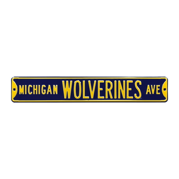 Navy Michigan Wolverines 6" x 36" College Ave Team Street Sign