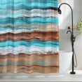 thumbnail image 2 of Abstract Gradient Beach Scene Shower Curtain for Bathroom, Turquoise Sea Wave Sandbeach Waterproof Shower Curtains Washable Quick Dry with Hooks Bathtub Curtains 72x72IN, 2 of 9