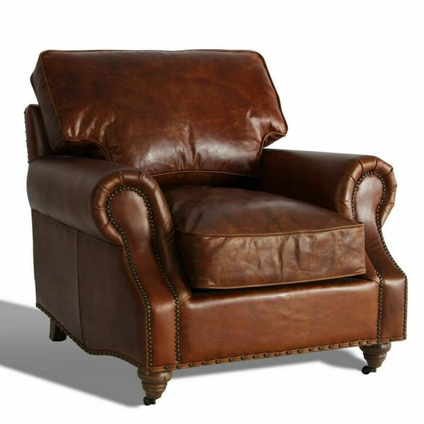 Marquesslife Hade Single Sofa Couch Antique Style Full Genuine Aged Leather Com Marquesslife Hade Single Sofa Couch, Coleman Leather Sofa