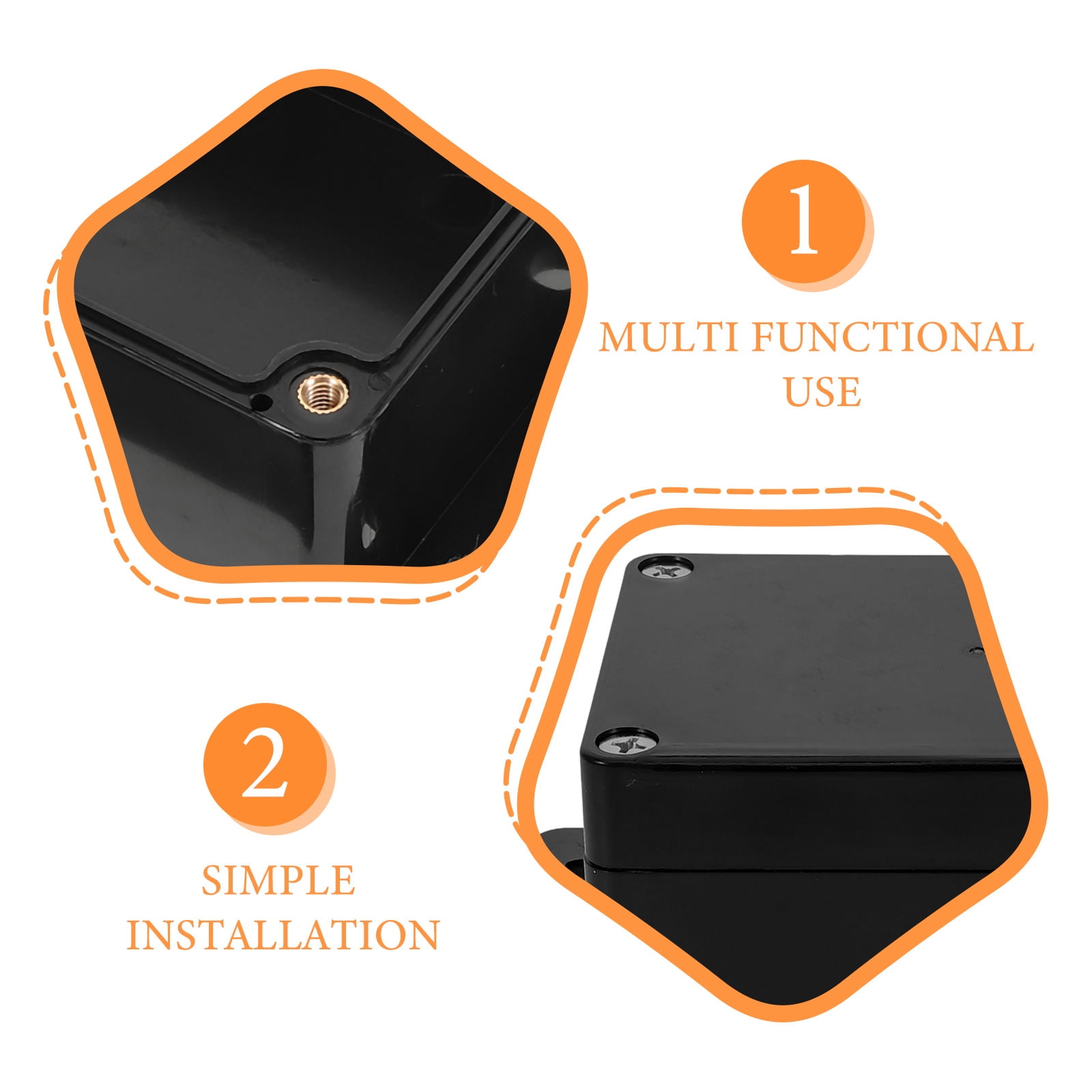 FOMIYES 2Pcs Waterproof Junction Box Plastic Electrical Project Case Outdoor Cord Protector Storage Black
