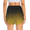 thumbnail image 4 of Uemuo Gold Glitter Gradient Pattern Women's Athletic Shorts High Waisted Running Shorts with Liner Pockets Gym Elastic Workout Shorts-Small, 4 of 9