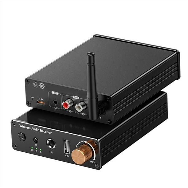 Receptor y Transmisor Bluetooth 6.0 Multifuncional, Receptor EstéReo con Amplificador de Potencia Bluetooth, /AUX/USB/MicróFono de 6,5 mm.