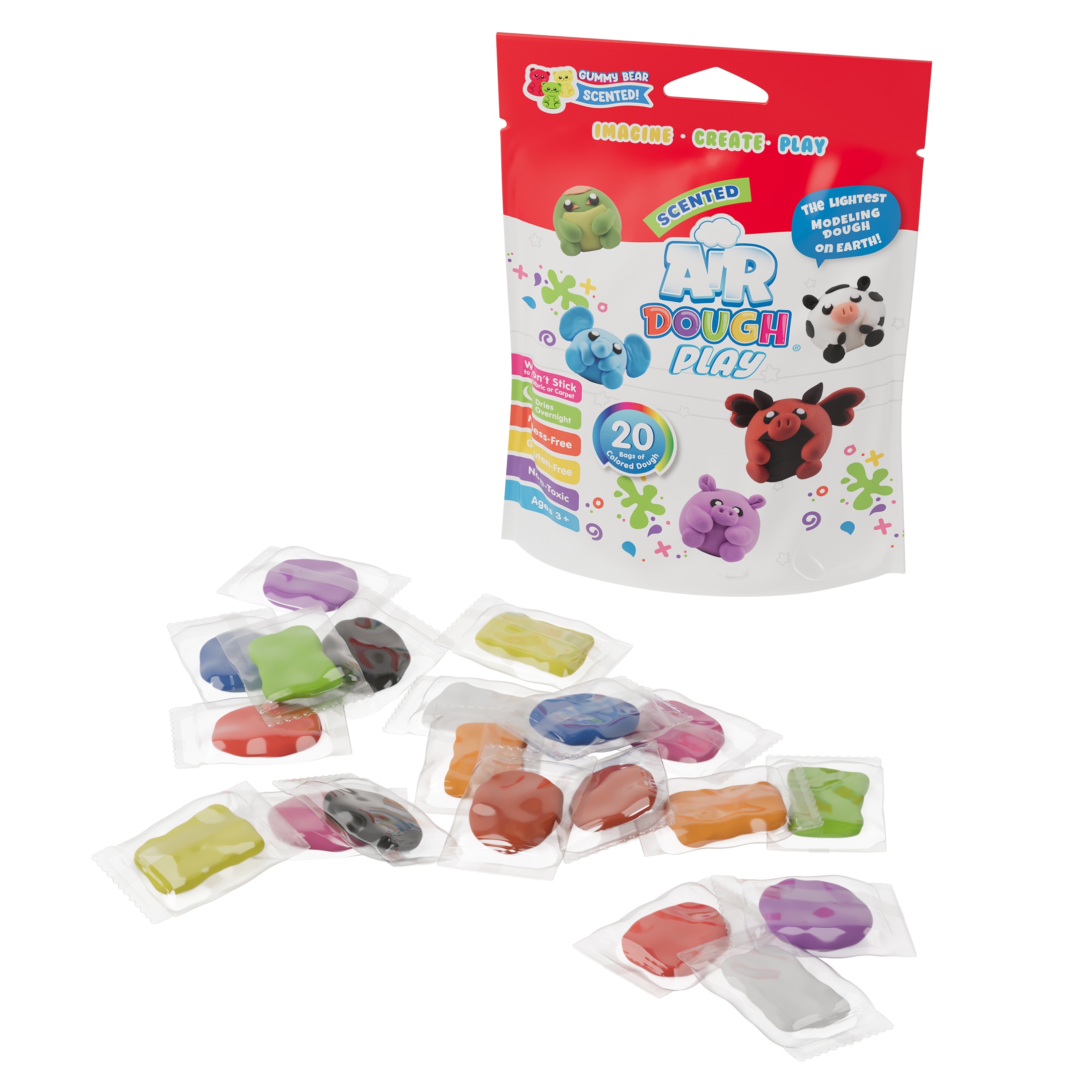 Air Dough Play Set - 20 Bags Of Scented Air Dry Modeling Clay For Creativity