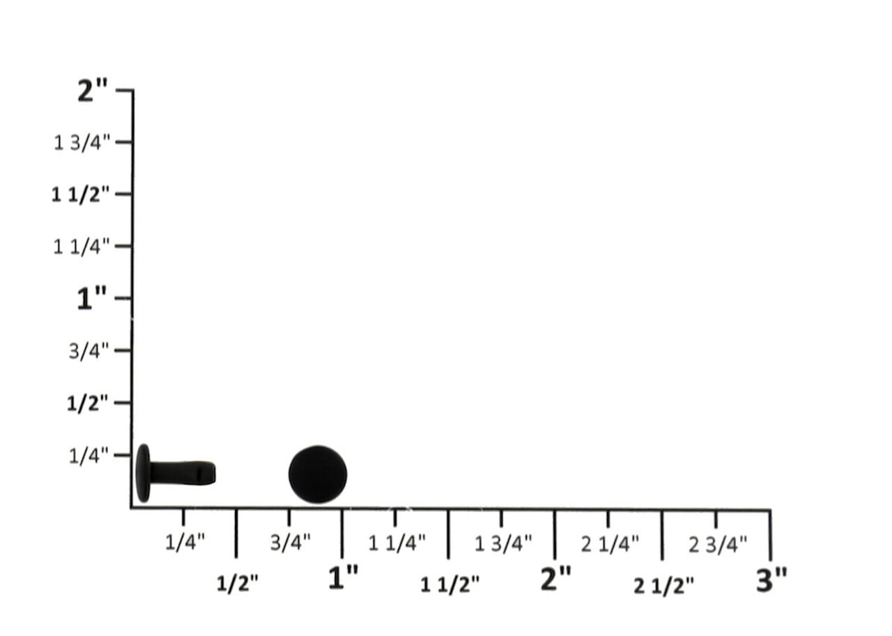 Double Cap Rivet, Black Matte, Solid Brass-LL (100 sets per bag), Multiple Sizes