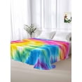 thumbnail image 5 of Colorful Boho California King Size Flat Sheet, Wrinkleproof & Fadeproof Cooling Flat Bed Sheet Only, Pink Yellow Blue Green Tie Dye Abstract Art Breathable Soft Bedding Top Sheets 108 x 98 Inches, 5 of 8