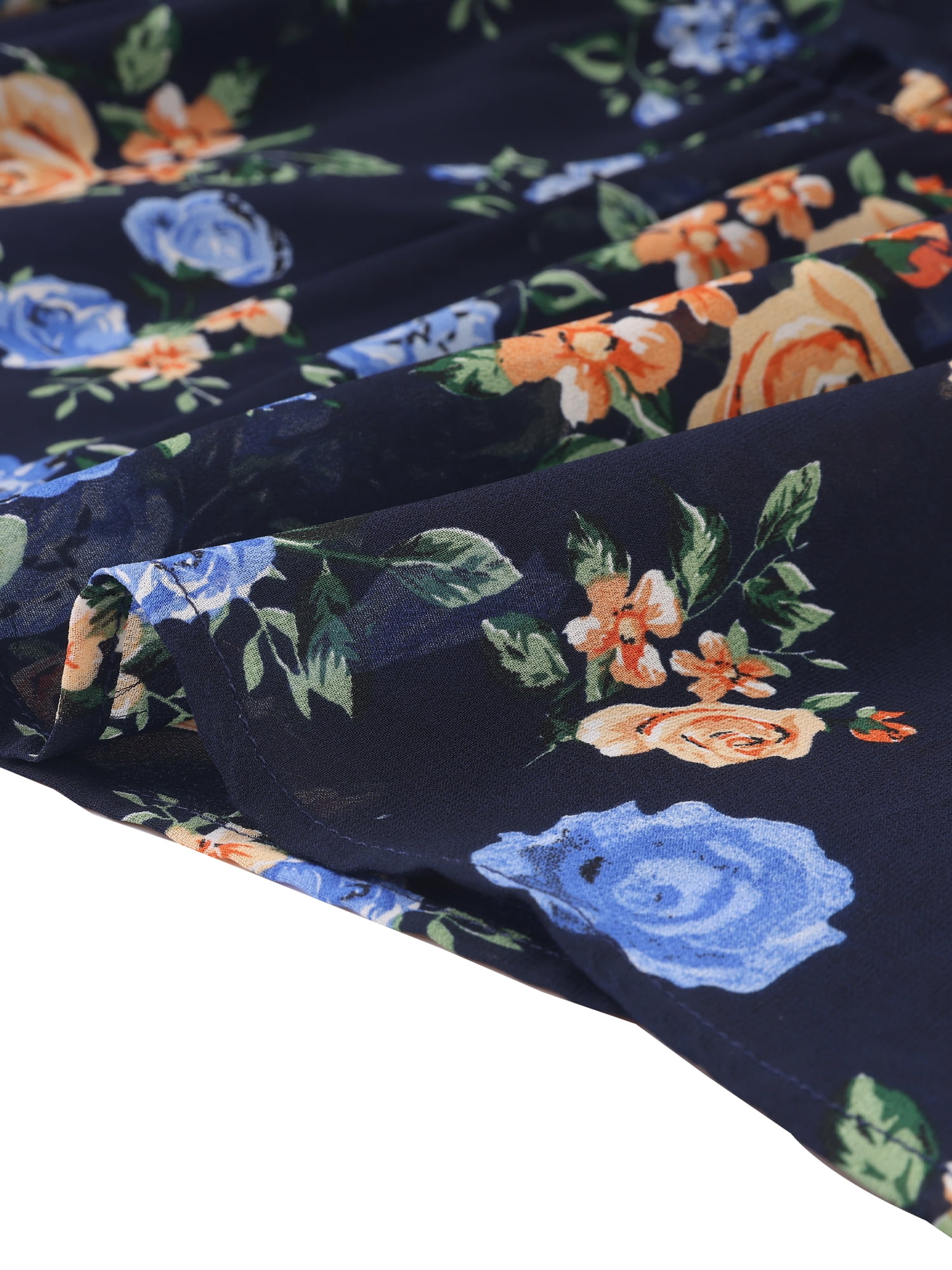 DARING DIVA Women's Chiffon Tiered A-Line Maxi Skirt M Navy