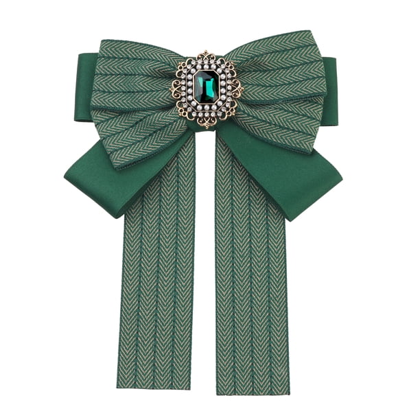 INSPIRE CHIC Corbatas de Mo?o a Rayas con Pin de Cinta Preatado para Mujeres Moda Verde