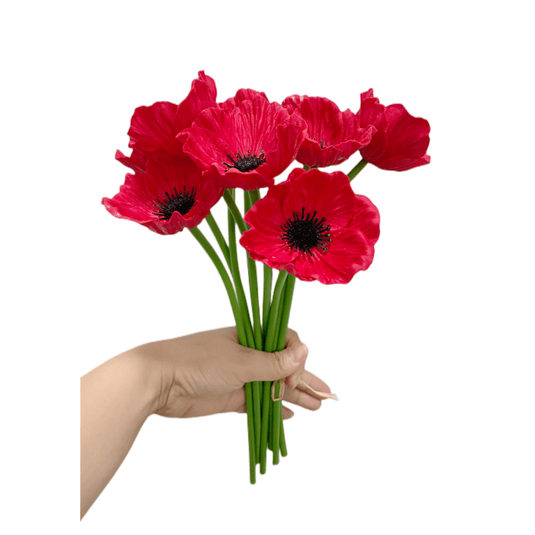 10 Stem 11 Bouquets Artificial Flowers Red Poppy Flowers,No Fade  Multicolor PU Fake Wild Flowers for Kitchen Table Centerpiece Vase,Home  Greenery