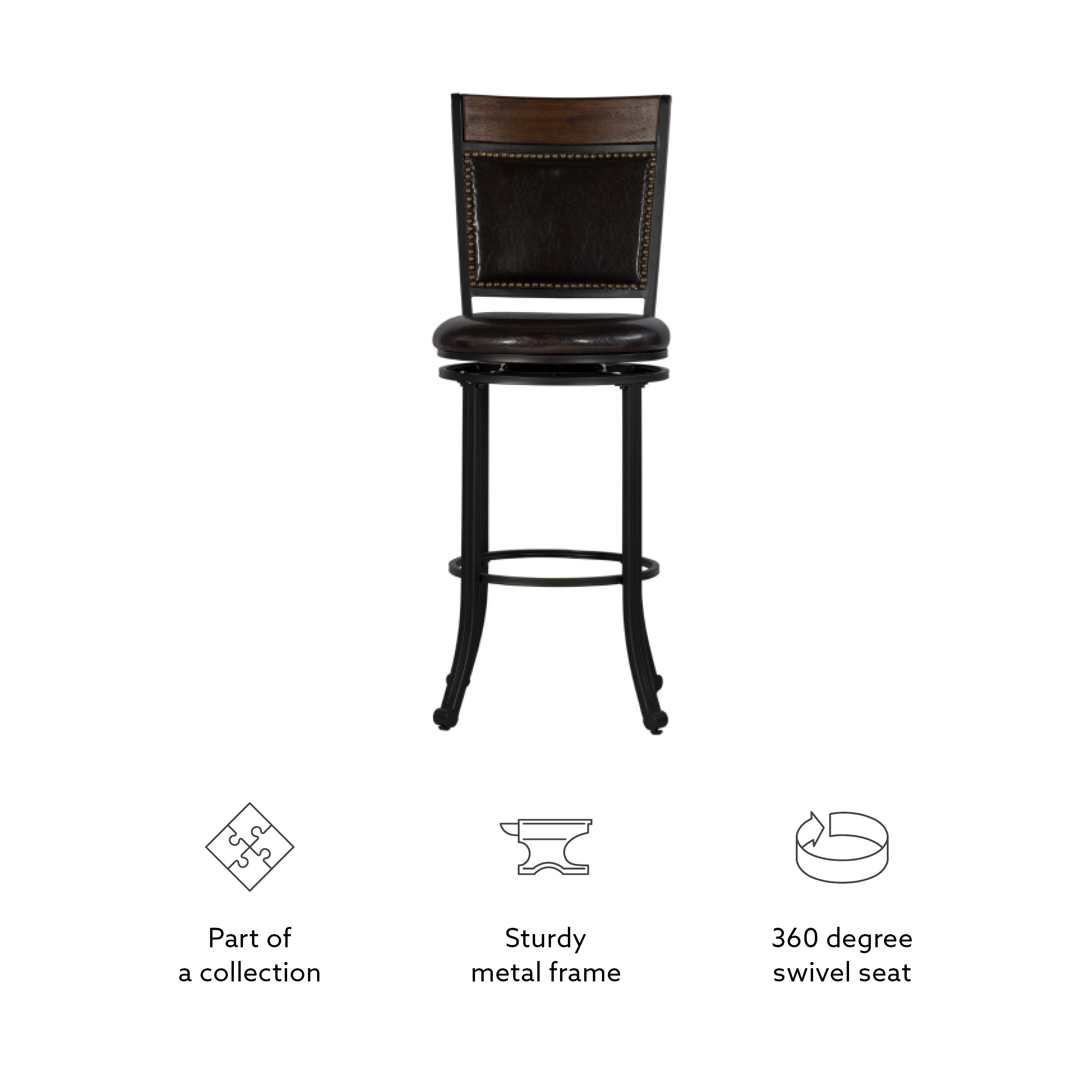 Powell Holloway 29" Indoor Metal Bar Stool with Swivel, Rustic Umber