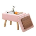 thumbnail image 6 of Tcbosik Teddy Fleece Storage Ottoman Bench, Rectangular Small Footstool with Hidden Storage, Solid Wood Legs, Soft Upholstered Entryway Shoe Bench for Bedroom, Living Room, Closet – Pink, 6 of 7