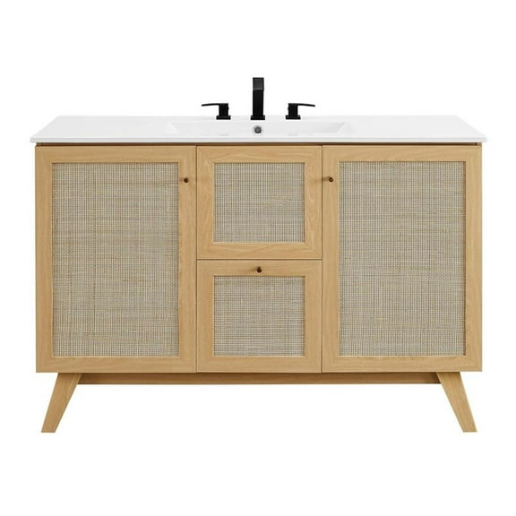 Modway Soma 48” Single Sink Bathroom Vanity in Oak White