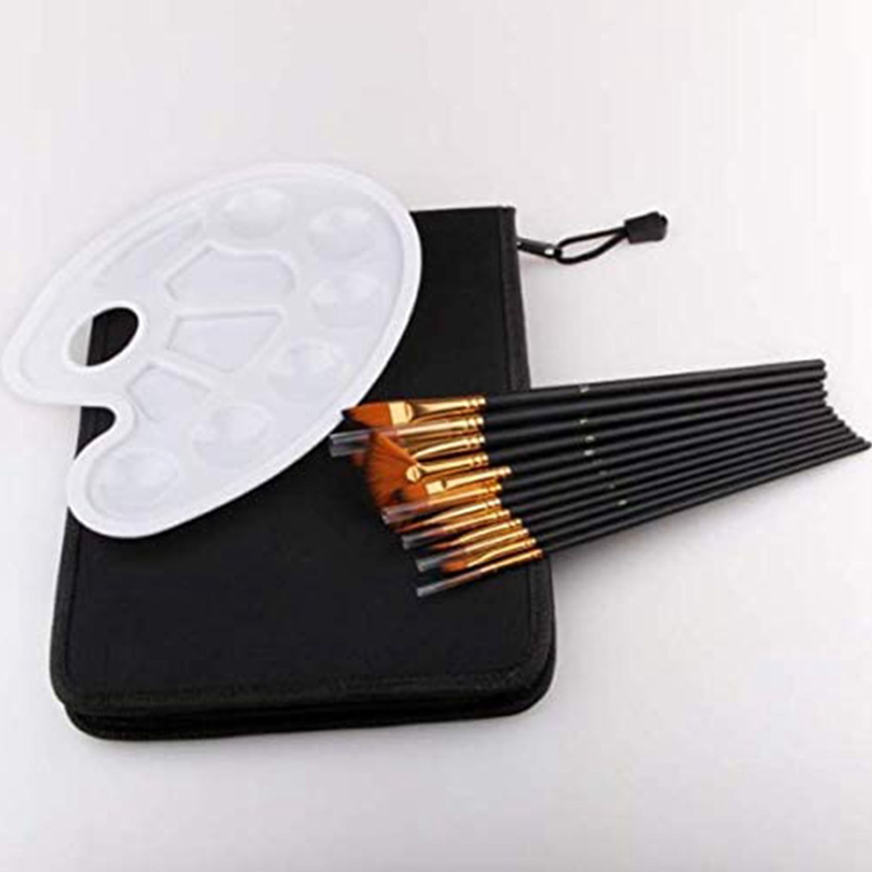 32 Pcs Paint Brushes Set 12 Sizes Painting Brush with Palette Knife, Sponge and Oil Tray for Acrylic, Watercolor