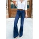 thumbnail image 1 of Pantalones acampanados, jeans para mujer, jeans holgados de pierna ancha, pantalones elásticos de cintura alta, 1 of 3