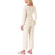 thumbnail image 3 of Conjunto de pijama de mujer de tres piezas: top de tirantes, pantalones largos y cárdigan de manga larga en blanco y rosa con lazo, 3 of 5