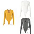 thumbnail image 5 of Spice Chick-Style V-Neck Skinny Undershirt Solid Color Low-Cut Jumpsuit, 5 of 5