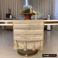thumbnail image 2 of Decorative Gold Table Runner 8 Seater Table Runner (14 x 108 inch), Mosaic, Tassels, Pintucks & Textured Table Runner, Silk fabric Table Linen, Geometric Pattern Modern - Mosaic Decor, 2 of 10