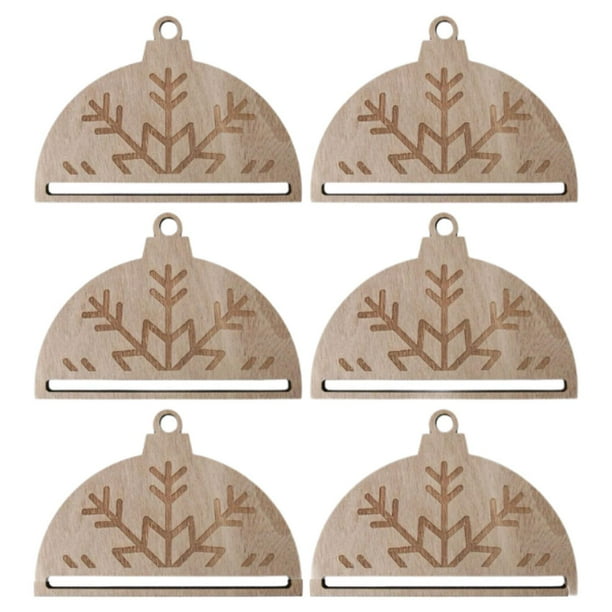 6 piezas DIY adornos navideños de macramé para colgar en la pared, de madera Copo de nieve