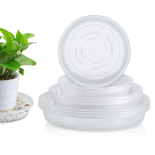 FGY Plant Saucer 9 Packs 6,8,10 inch Clear Plastic Plant Pot Drip Trays