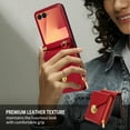 thumbnail image 4 of Handbag Wallet Case for Samsung Galaxy Z Flip 7 with Shoulder Strap, with Back Card Slots Holder PU Leather Magnetic Snap Zipper Flip Purse Shockproof Phone Cover for Galaxy Z Flip 7 - Red, 4 of 6