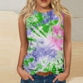 thumbnail image 2 of UPPADA Débardeurs Graphiques pour Femmes Coupe Ample T-Shirts Décontractés Ourlet Fluide Col Rond Tendance Sans Manches Hauts d'Été Vêtements de Plage Vacances Tenues Commandes Passées Historique Vert,m, 2 of 4