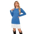 thumbnail image 7 of NAYTOAO Women's Crewneck Cable Knit Long Sleeve Sweater Dress with Pleated Hem Fall Winter Casual Pullover Mini Sweater Dress, 7 of 7
