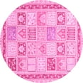 thumbnail image 1 of Ahgly Company Indoor Round Abstract Pink Modern Area Rugs, 7' Round, 1 of 4
