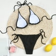 thumbnail image 3 of Neinkie Women Two Piece Swimsuits Halter Triangle String Bikini Sets Sexy Ruched Brazilian Cheeky Thong Bathing Suit, 3 of 7