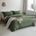 thumbnail image 3 of Housse de Couette Douce - 100 % Microfibre Lavée Vert Olive Ensemble de Housse de Couette 3, 3 of 7