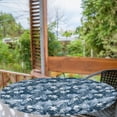 thumbnail image 2 of Ambesonne Jungle Scene Fitted Round Tablecloth, Monstera Hibiscus Art, 56"- 60" Diameter, Off White Pale Azure Blue, 2 of 5