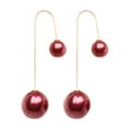 thumbnail image 2 of Anvazise Earrings U-Shaped Double Sided Faux Pearl Gold Plated Ear Dangle Jewelry for Women Burgundy, 2 of 13