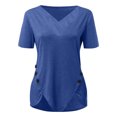 thumbnail image 4 of Puntoco moda mujer verano Casual botones cuello en V manga corta Pullove blusa sólida Puntoco Puntoco-4989, 4 of 5