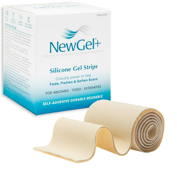 NewGel Advanced Silicone Professional Scar Treatment Tape by MyNewGel, Ultra-Thick, for Abdomen, C-Section, Keloids, Burns, Reusable, 2" x 24" Strip - Beige