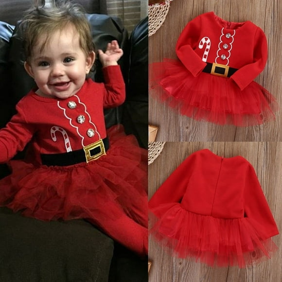 Cute Newborn Baby Girl Christmas Santa Claus Tulle Tutu Dress Outfits XMAS Costume