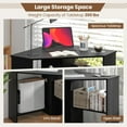 thumbnail image 6 of CRXX Corner Computer Desk, 90 Degrees Triangle Desk w/Shelves & CPU Stand, Compact Vanity Makeup Table with Storage, Corner Desks for Small Spaces (Black, 33.5''), 6 of 20