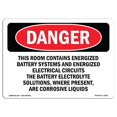 thumbnail image 1 of SignMission OS-DS-D-35-L-2301 Signe de Danger OSHA - Cette Pièce Contient des Systèmes de Batterie sous Tension, 1 of 1