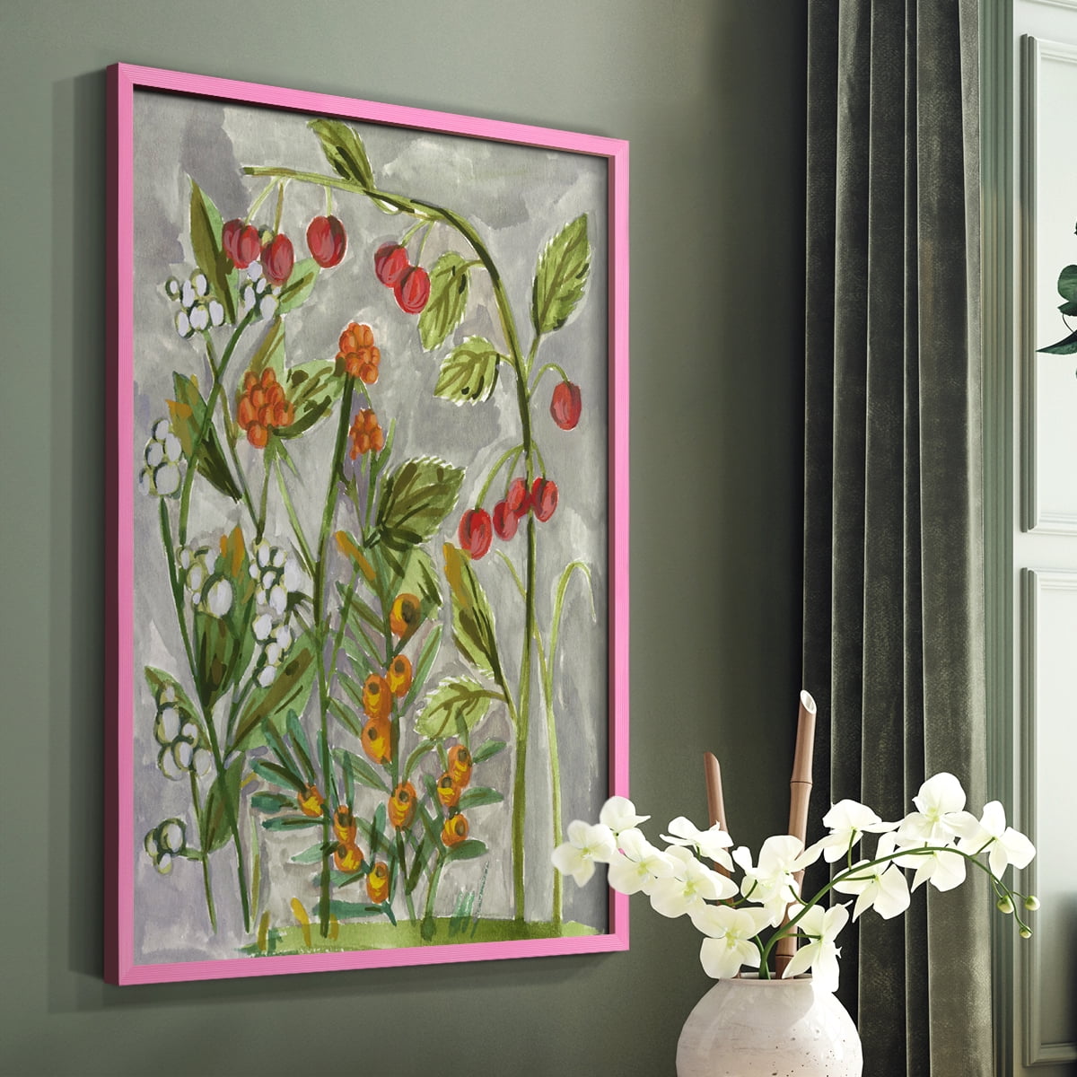 Dear Nature I Framed Print in Pink Solid Wood Framed Print No Nail Hanging