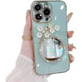 thumbnail image 6 of Designed for iPhone Case,Luxury Electroplated 3D Flower Mirror Camera Lens Protect Shockproof Protective Cover Phone Case (iPhone 13 Pro,White), 6 of 6