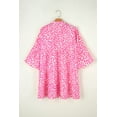 thumbnail image 5 of Ahlaray Wild Leopard Print, Comfortable Loose Fit - Bright Pink Long Sleeve Mini Dress, 5 of 8