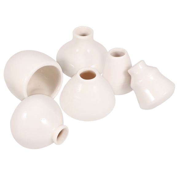 EXHUMKY 6Pcs Durable Ceramic Small Vase White Porcelain Pot for Balcony Table Decor