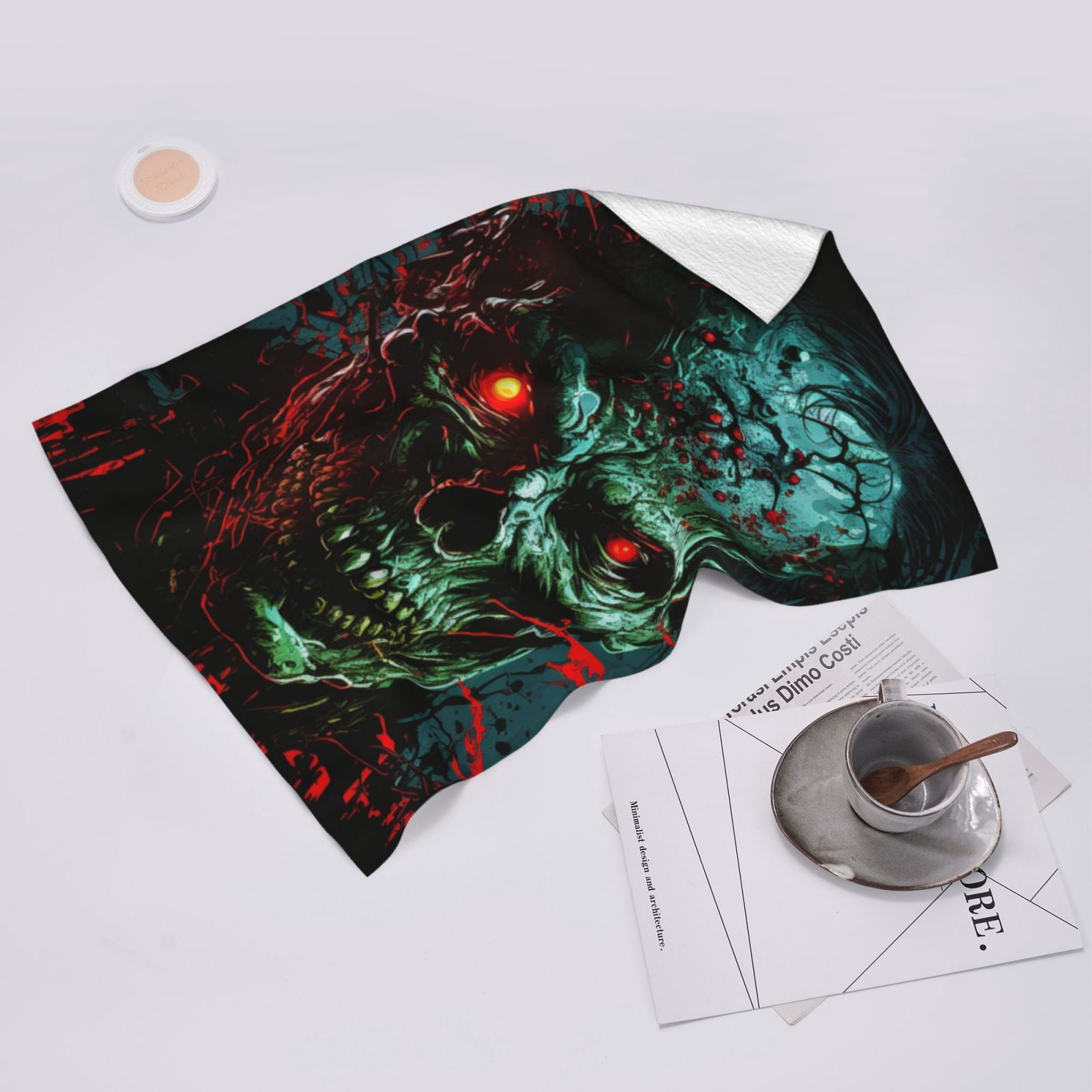 Skull Ghost Zombies Head Red Eyes Cool 27.5" x 16" Ultra Soft Hand Towel, Face Wash Cloth for Bathroom, Gym, Travel, Pool