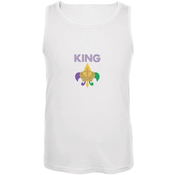 Mardi Gras King White Adult Tank Top - X-Large