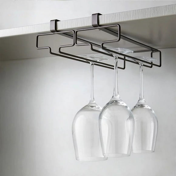 Japanese-Inspired Hanging Wine Glass Rack: Single-Tier, No-Drill Installation with Drip-Dry Functionality for Kitchen & Dining - White