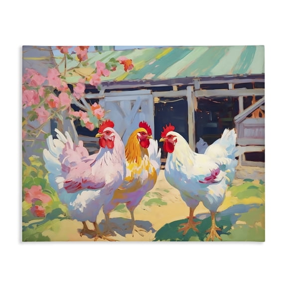 Stupell Industries Colorful Chickens in Sunlit Yard Canvas Wall Art, design by Creative Studio