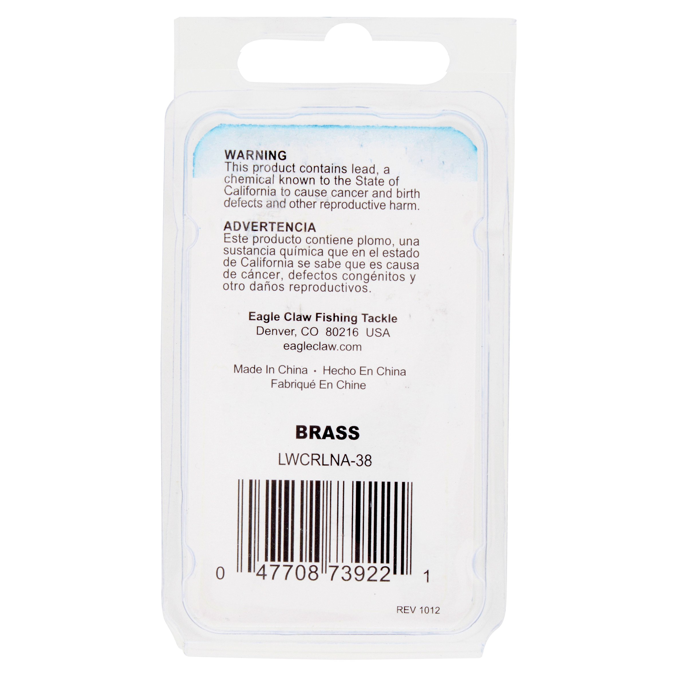 Eagle Claw Brass Carolina Weight, 3/8 oz. Weight