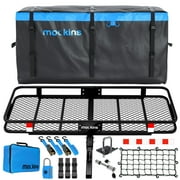 Mockins 60"x24"x6" XL Trailer Hitch Cargo Carrier Hitch Mount | 500lbs Cap. Hitch Basket with 25 CF Bag & Foldable Arm