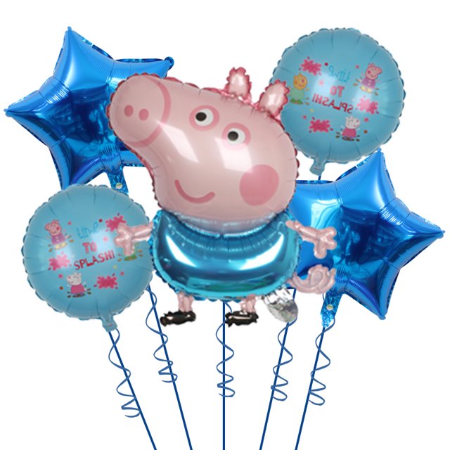 Película de aluminio de dibujos animados de Peppa para niños, decoración de fiesta de cumpleaños, globo de bebé Piggy George, decoración de fondo para banquete, suministros