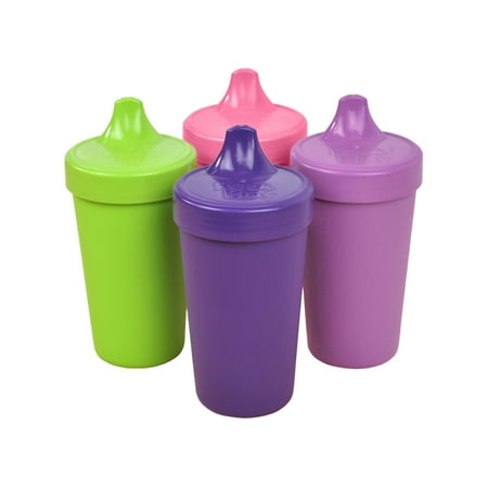 Re-Play Made in The USA, No Spill Sippy Cups for Baby, Toddler, and Child Feeding - Amethyst, Lime, Bright Pink, Purple (Butterfly+), 4pk