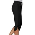 thumbnail image 4 of UAMVSH Capri Pants for Women Trendy Side Slit Work Lounge Cropped Pants with Pockets Basic Drawstring Elastic Waist Casual Athletic Capris, 4 of 7