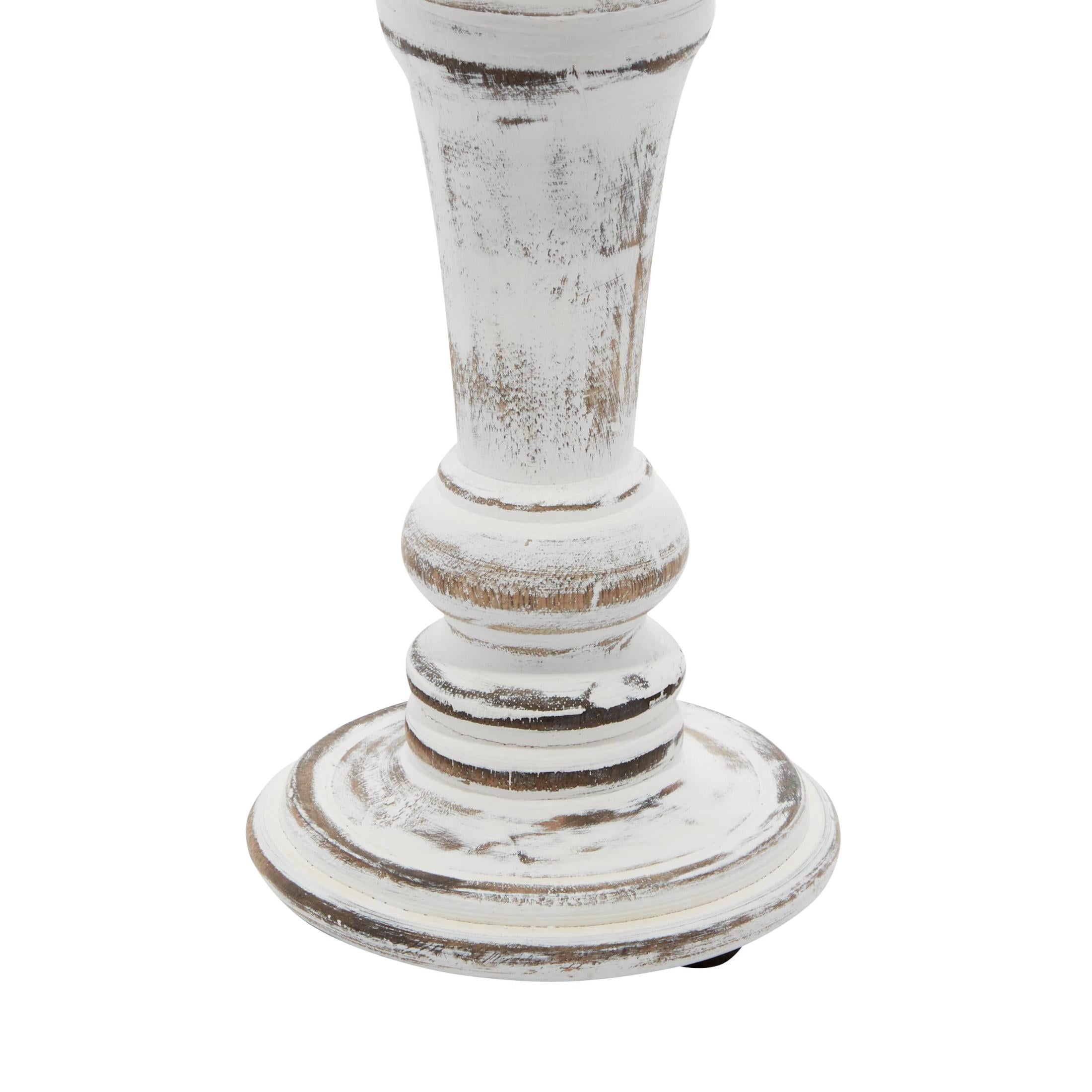 DecMode 3 Candle White Wood Candle Holder, Set of 3